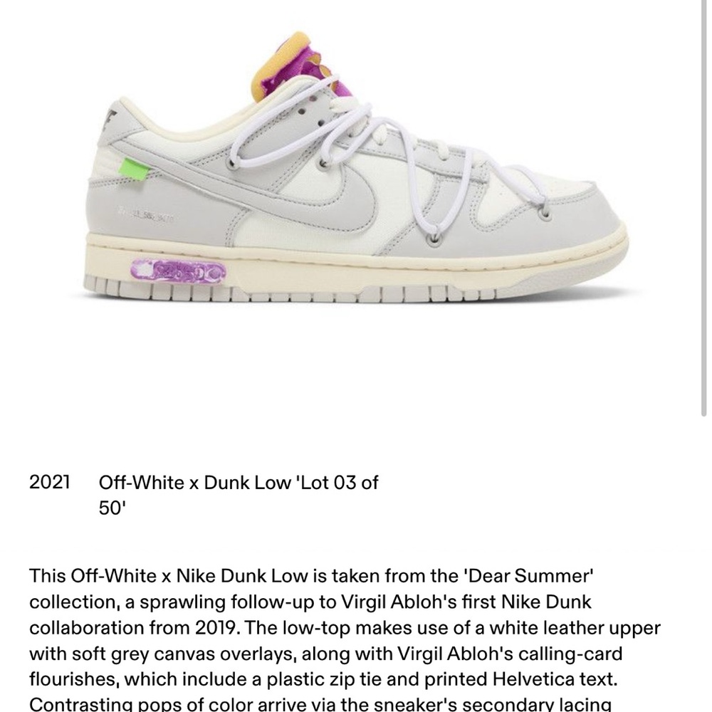 Nike Off-White Dunk Low - White and Purple